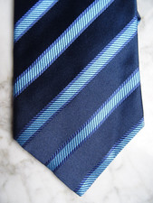 GILBERTO ITALY Designer Krawatte 100% Seide #ZEITLOSE BLAUTÖNE SCHICK GESTREIFT