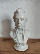 alte Porzellan Büste Komponist Chopin Weiß Gold Wagner & Apel H 14cm antik