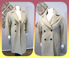 ? Zara ? langer Mantel Woll-Optik 40 42 beige meliert 2-reihig ?