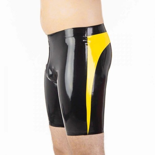 Schwarz latex shorts gelbe - schwarz,