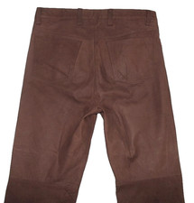 Lange Herren- LEDERJEANS  / Nubuk- Lederhose in dunkel- braun ca. W38 / L38