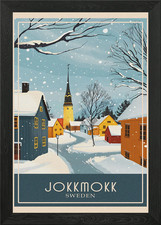 Jokkmokk reiseposter gerahmt - jokkmokk,