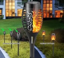 4x Solar Mini Flamme LED-Fackel | IP65 | 2200 K warmweiß | Garten & Deko