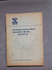 Ersatzteilliste Sachs 50 /3 M LK LH  Hercules DKW Rixe Göricke Miele 1965