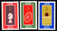 DDR 1491-1493 , postfrisch / ** / Sport , Schach Radfahren Volleyball
