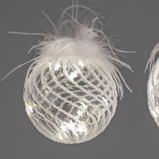 LED Deko Kugel FEDERN mit Wellendekor zum aufhängen D. 12cm Glas Formano W25