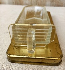 2 kleine Glasschütten von PONCET, Frankfurter Küche Gewürzschütte, Pressglas