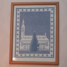 fertiges Kreuzstichbild, gerahmt, Dänische Handarbeitsgilde, Kirche