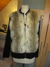 Damen Strick Jacke, Lang Arm, Gr. 40/42 geschätzt, Schwarz, Beige, "Futura Moda"