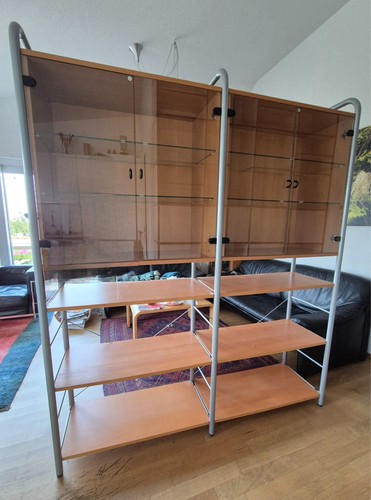 Vitrine holz glas 200cm - vitrine,