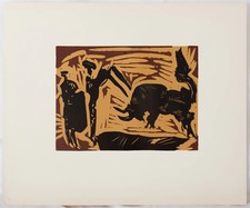Pablo Picasso: Corrida, die Belastung Der Stier - Linolschnitt