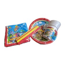 Partyset Geburtstag Feuerwehr Teller Becher Strohhalme Pappe Servietten 44 Teile