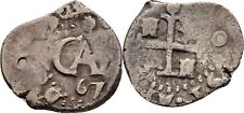Spanien Bolivien Potosi ? 1/2 Real 1667 Carlos II., 1665- Original Münze #ANS91