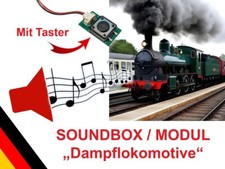 Soundbox Soundmodul "Dampflok" Abfahrt Modellbahn Sound mit Lautsprecher +Taster