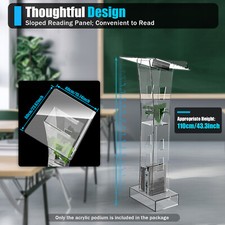 Acryl Klar Rednerpult Stehpult Rollbar Podium Schwarz 110cm Laptop Halter