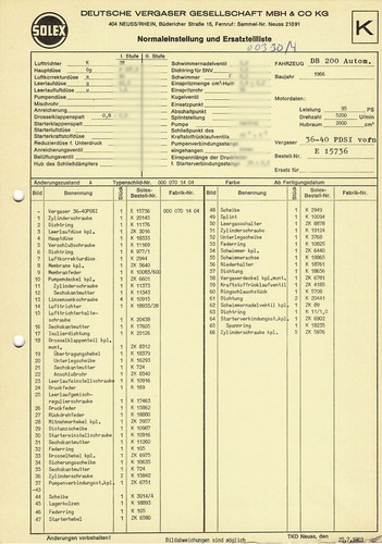 Datenblatt einstelldaten solex - einstelldaten,