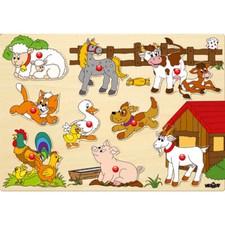 HOLZ STECKPUZZLE "FARMTIERE"