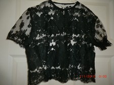 Top mit Spitzenbolero - schwarz - Größe S