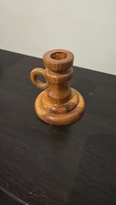 Vintage Kerzenständer mit Griff Holz gedrechselt Stabskerzen Handarbeit
