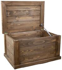 massive Holztruhe UK braun Schatztruhe Spielzeugkiste Aufbewahrungskiste