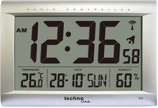 Technoline WS 8009 Jumbo Funk-Wanduhr Raumklima Wochentage silber 1699599