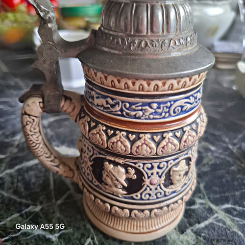 Steingut bierkrug mit - steingut,