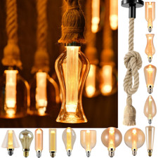 Retro Industrielampe Hanfseil Hängeleuchte Seil Pendelleuchte Deckenlampe E27