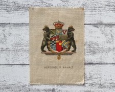 Herzogtum Anhalt Bär Krone Wappen Heraldik Stoff gedruckt Reise Vintage Deko alt