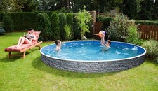 Stahlwandpool Set Steinoptik