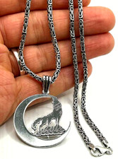 BOZKURT & KÖNIGSKETTE 925 Silber Hilal Wolf Halskette OSMANLI Kurt Türk Göktürk