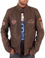 Aviatrix Herren Vintage Biker Stil 100% Lamm Lederjacke Café Racer Retro