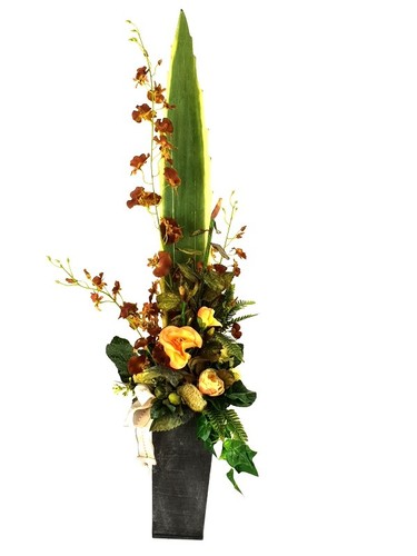 Orchideengesteck rostbraun - orchideengesteck,