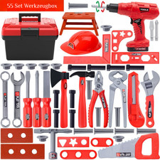 Kinder Werkzeugkoffer 55-tlg mit Bohrmaschine – Tolles Weihnachtsgeschenk ab 3