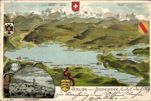 Landkarten litho überlingen - landkarten,