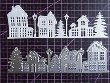 Stanzschablone, Winterl. Häuser Rehe, Advent , Winter, Weihnachten.