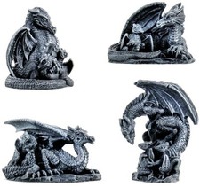 4er Set Drachen Figuren Gothic