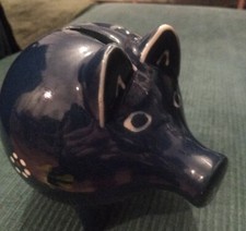 Sparschwein Keramik Glücksschwein Bürgel Blau