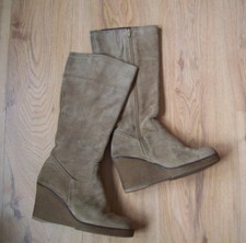  ZANNA Stiefel Made in Italy?Wildleder Keilabsatz Plateau 39 beige TOP bequem?