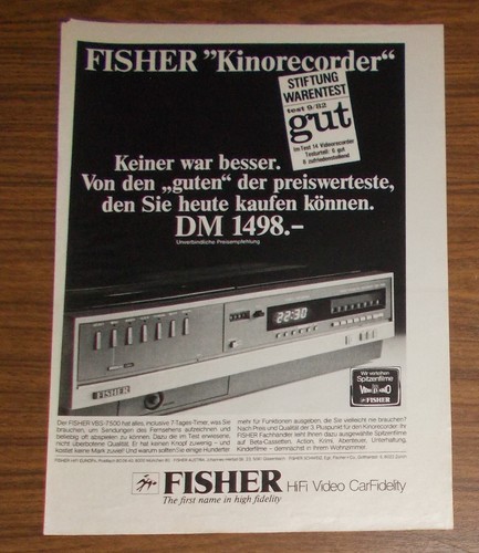Seltene werbung vintage fisher - werbung,