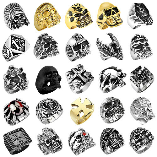 Totenkopf biker ring edelstahl - totenkopf,