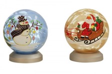 Weihnachtskugel Glas Kugel Santa / Schneemnn LED beleuchtet (I2985)