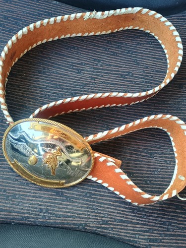 Vintage echtleder gürtel bull - echtleder,