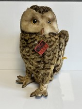Steiff Studio Stofftier Eule mit Glasaugen Sammler Figur Stoffeule 32cm #425