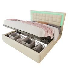 LED Kunstlederbett 160x200 cm