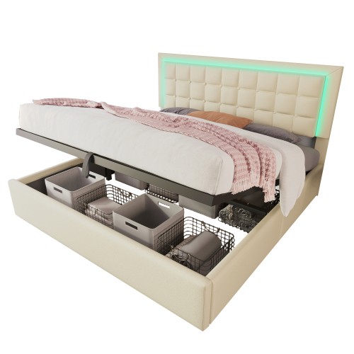 Led kunstlederbett 160x200 - led,