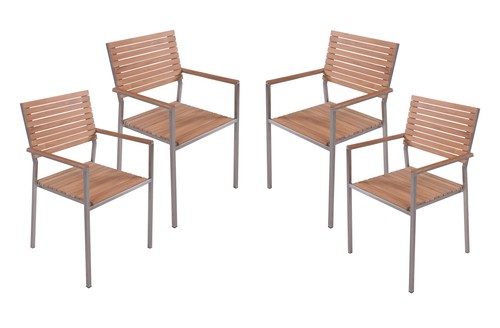 Gartenstuhl 4er set - 4er, teak