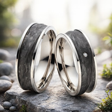 Trauringe Titan Carbon Diamanten - Partnerringe Eheringe Verlobungsringe Gravur