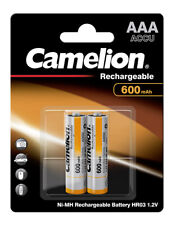 2 x Camelion 600mAh NiMh Akku Accu AAA Micro HR03 1,2V DECT Telefon  