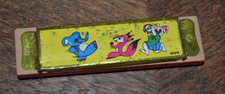True Vintage Kinder-Mundharmonika Holz/Blech um 1960 DDR (?)