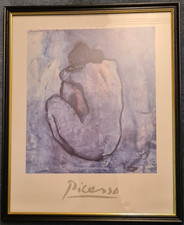 Picasso Blue Nude Gemälde art Deko Maler Signiert Druck? + Rahmen Glas Vintage !